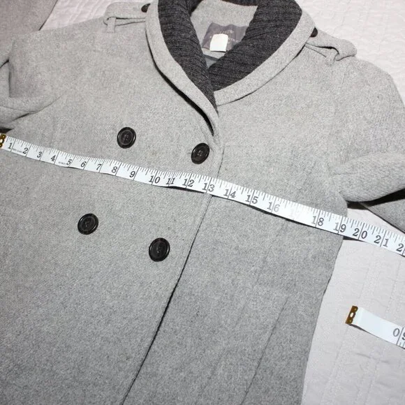 J. Crew Womens Stadium Cloth by Nello Gori Wool Blend Pea Coat Gray Size 8 Tall - Picture 8 of 13